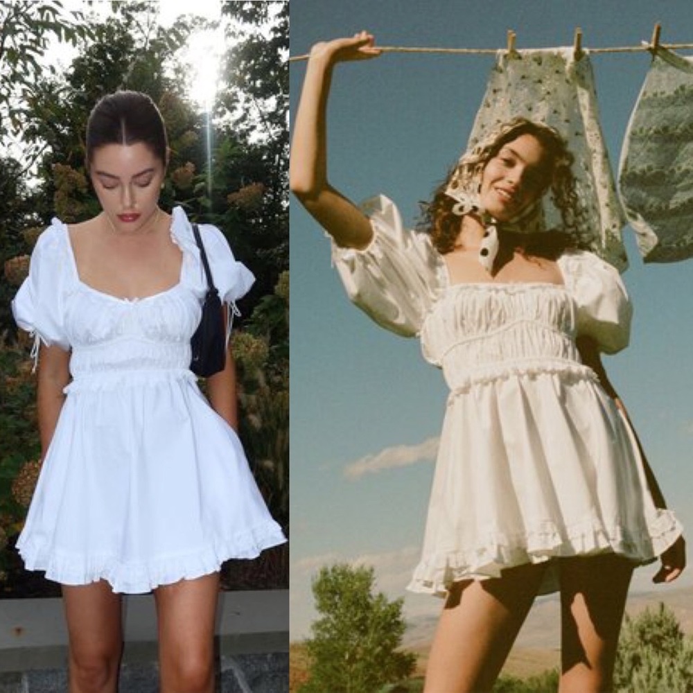 NWOT For Love & Lemons Jackson Mini Dress in Ivory